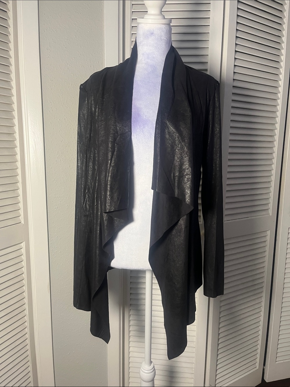 Chelsea & Theodore black Draped Open-Front Women's Jacket Sz S